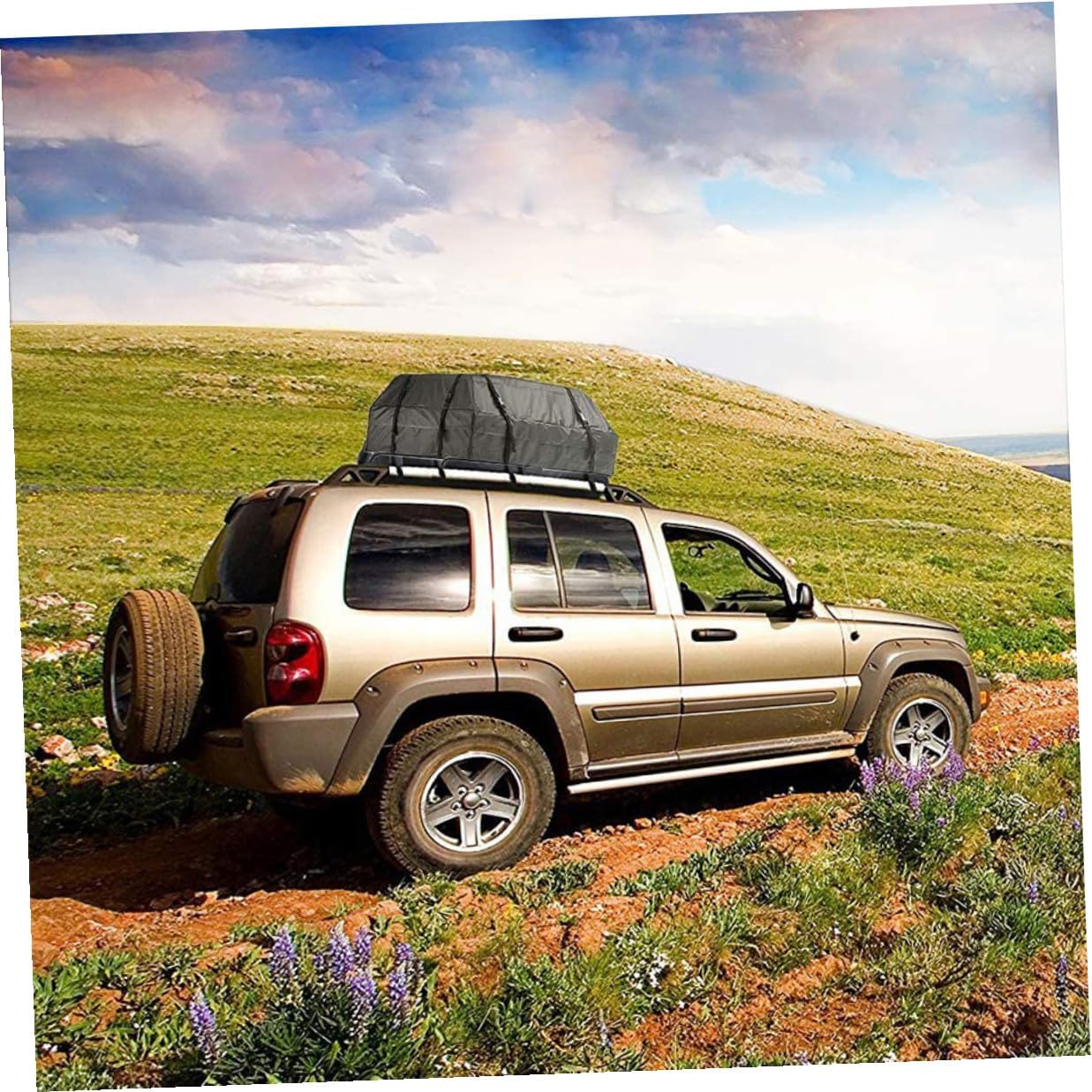 Kichvoe Waterproof 600d Oxford Car Roof Cargo Bag, Soft-Shell Rooftop Carrier with Dust and UV Protection, Large Capacity Storage Pouch for Vehicle Outdoor Travel