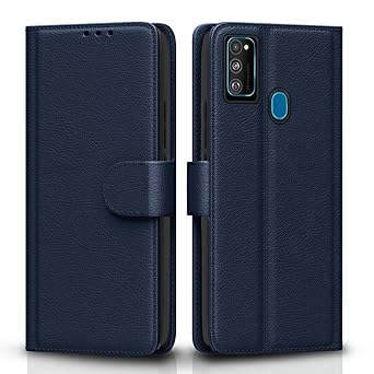 Pikkme Flip Cover for Samsung Galaxy M30s / M21 / M21 2021 Leather Finish | Inside TPU with Card Pockets | Wallet Stand and Shock Proof | Complete Protection Flip Case(Blue) - image, photos