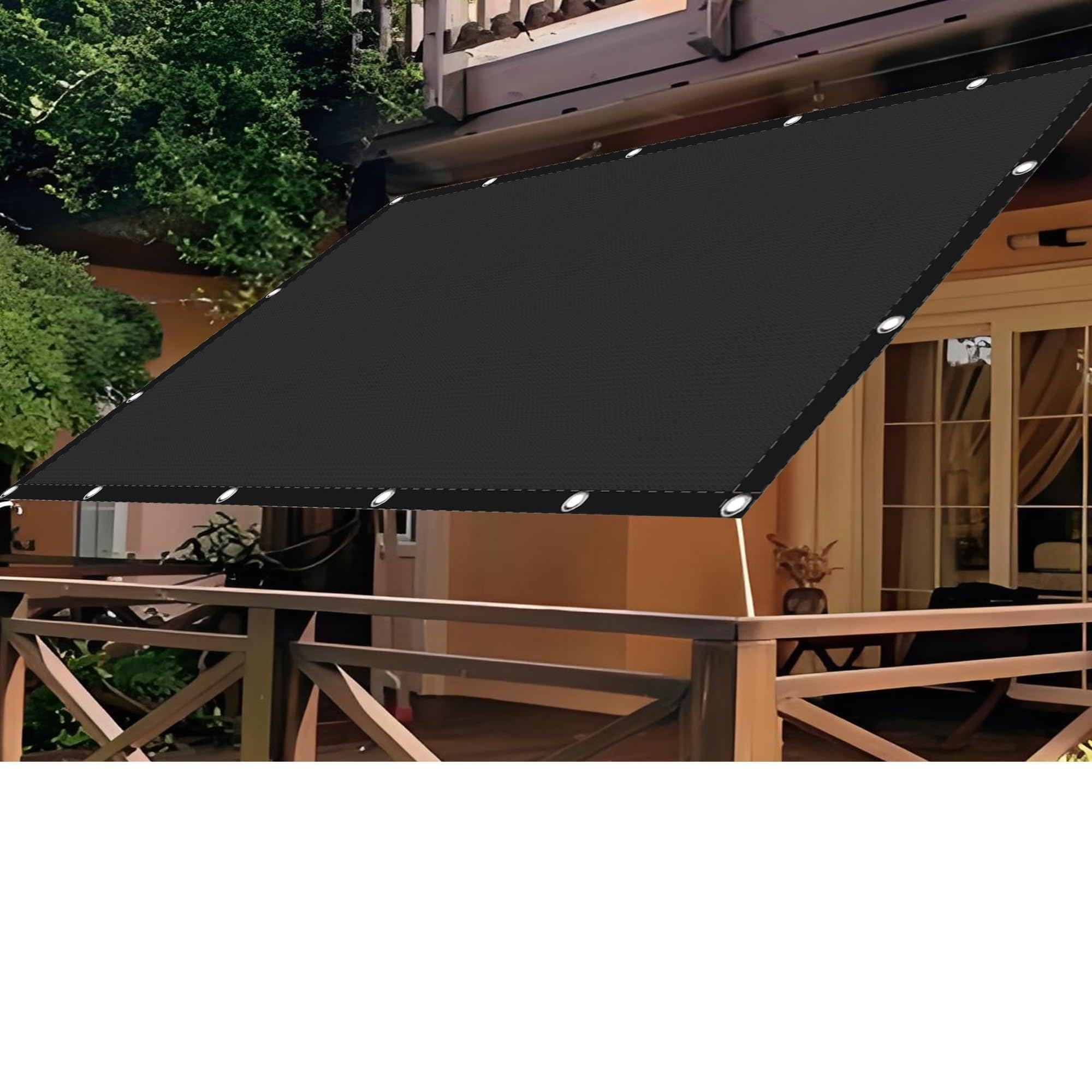 Toldo exterior negro para evitar calor en plantas y balcones