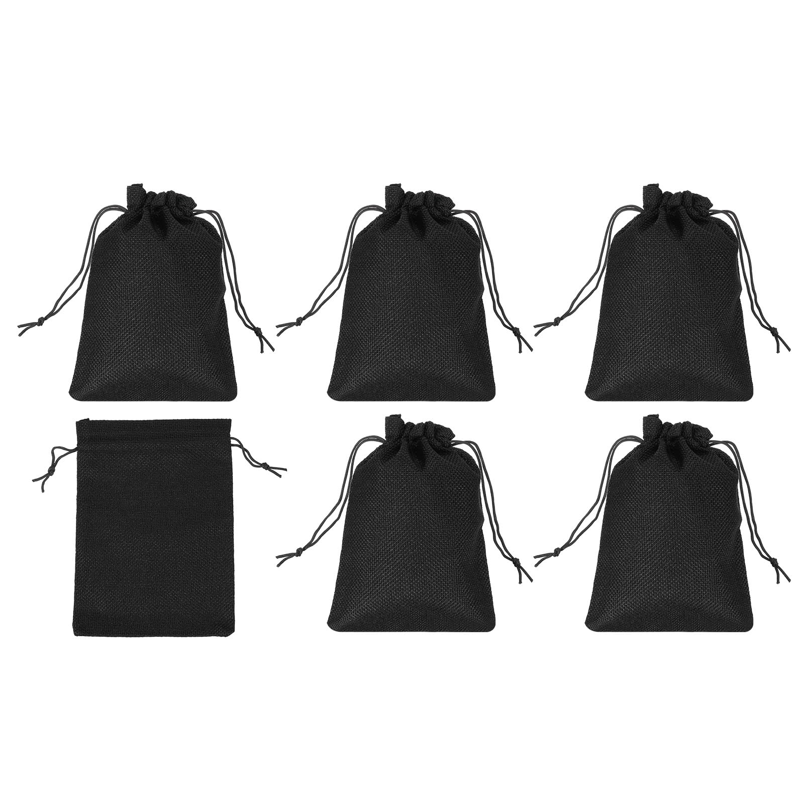PATIKIL 7"x5" Coin Sacks Bag, 6 Pack Bank Deposit Change Transit Bags with Drawstring Bags Gift Bag, Black