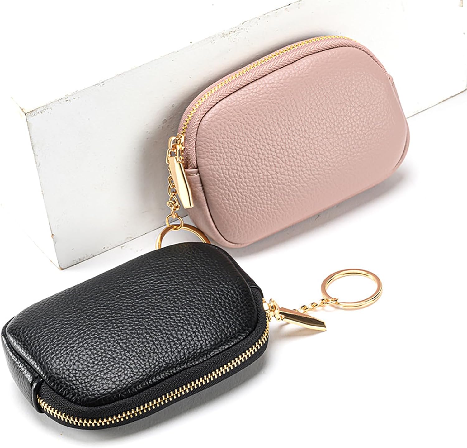 Women's Leather Coin Purse Pouch Small Coin Wallet Leather Squeeze Change Holder (Gray) - Image 5