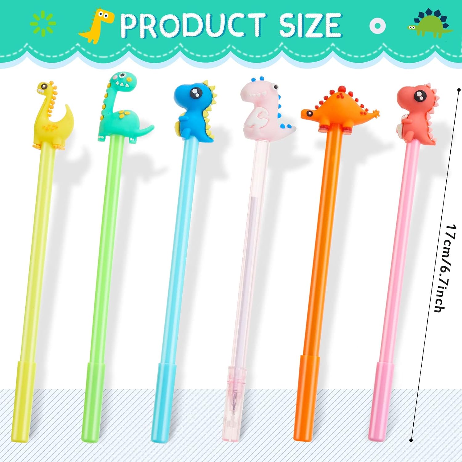 Marspark 80 Pcs Cute Pens Bulk Cartoon Dinosaur Pens for Kids Black Ink Cool Pencils for Kid Assorted Style Cartoon Rollerball Novelty Stationery Office Back to School Gifts Student Prizes