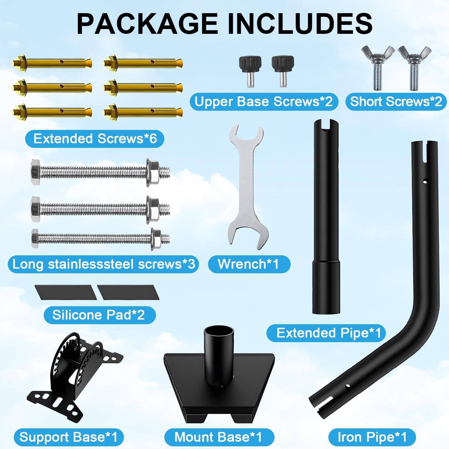 MONOJOY Starlink Gen 3 Wall Mount for Standard V3 Dish, Heavy Duty Alloy Steel Bracket with 8 & 10 Inch Extension Pole, Weatherproof Roof Mount Kit with Installation Hardware, Black (One Set)
