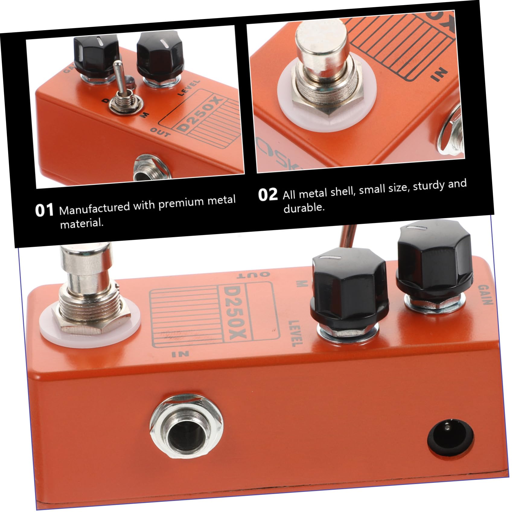 Toyvian Pedale per Effetti Chitarra Elettrica True Bypass in Metallo Arancione, Facile da Sostituire, per Effetti Multieffetto e Accessori Chitarra