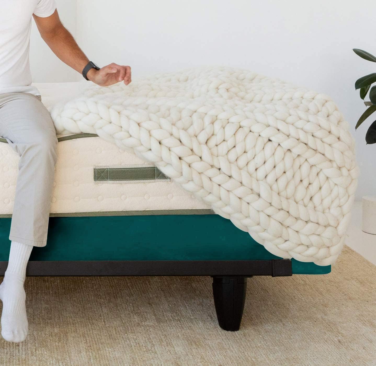 Box Spring Cover Full Size - 100% Egyptian Cotton Wrap Around 4 Sides Bed Skirt for Hotel & Home, Fits Box Springs up to 15” - Full, Teal