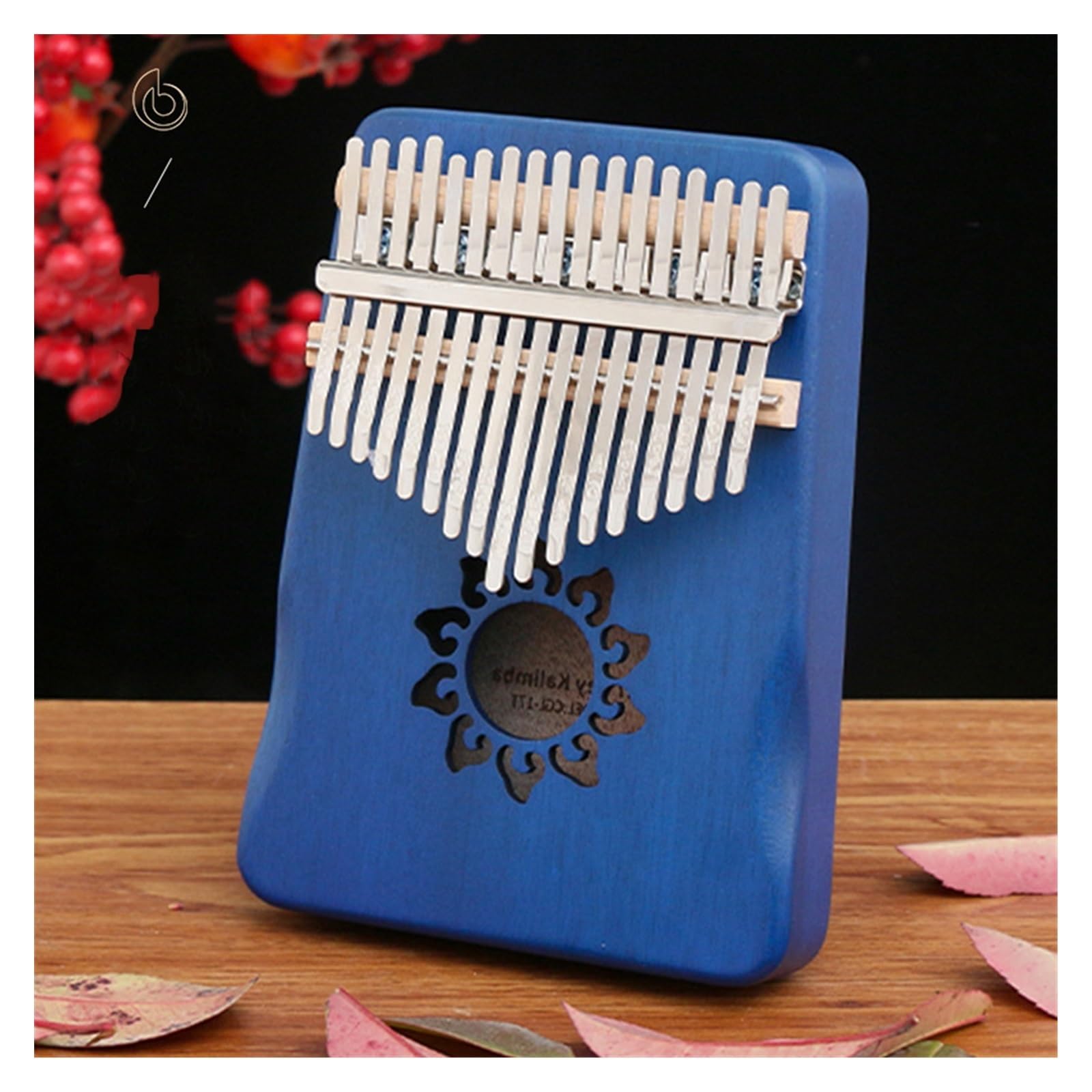 kalimba mini Chromatyczne 17-tonowe pianino kciukowe Kalimba Kalimba przenośne pianino palcowe dla początkujących przenośne ochraniacze dłoni w kolorze królewskiego błękitu
