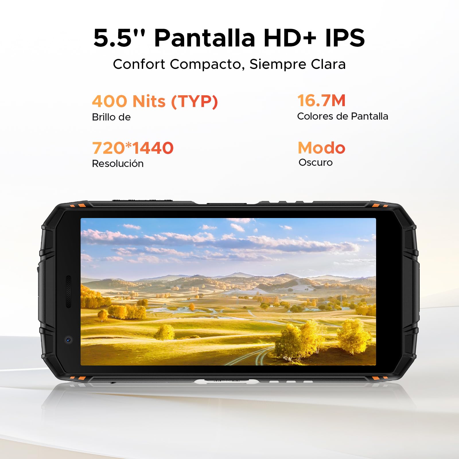 FIRE3MAX Movil Irrompible Android 15, 5.5"HD+ 8350mAh Batería Móvil Rugerizado, 32GB+256GB/2TB Octa-Core T7250, 48MP+8MP/IP68/Face & Huella Dactilar/OTG/NFC/Dual SIM 4.5G Móvil Resistente