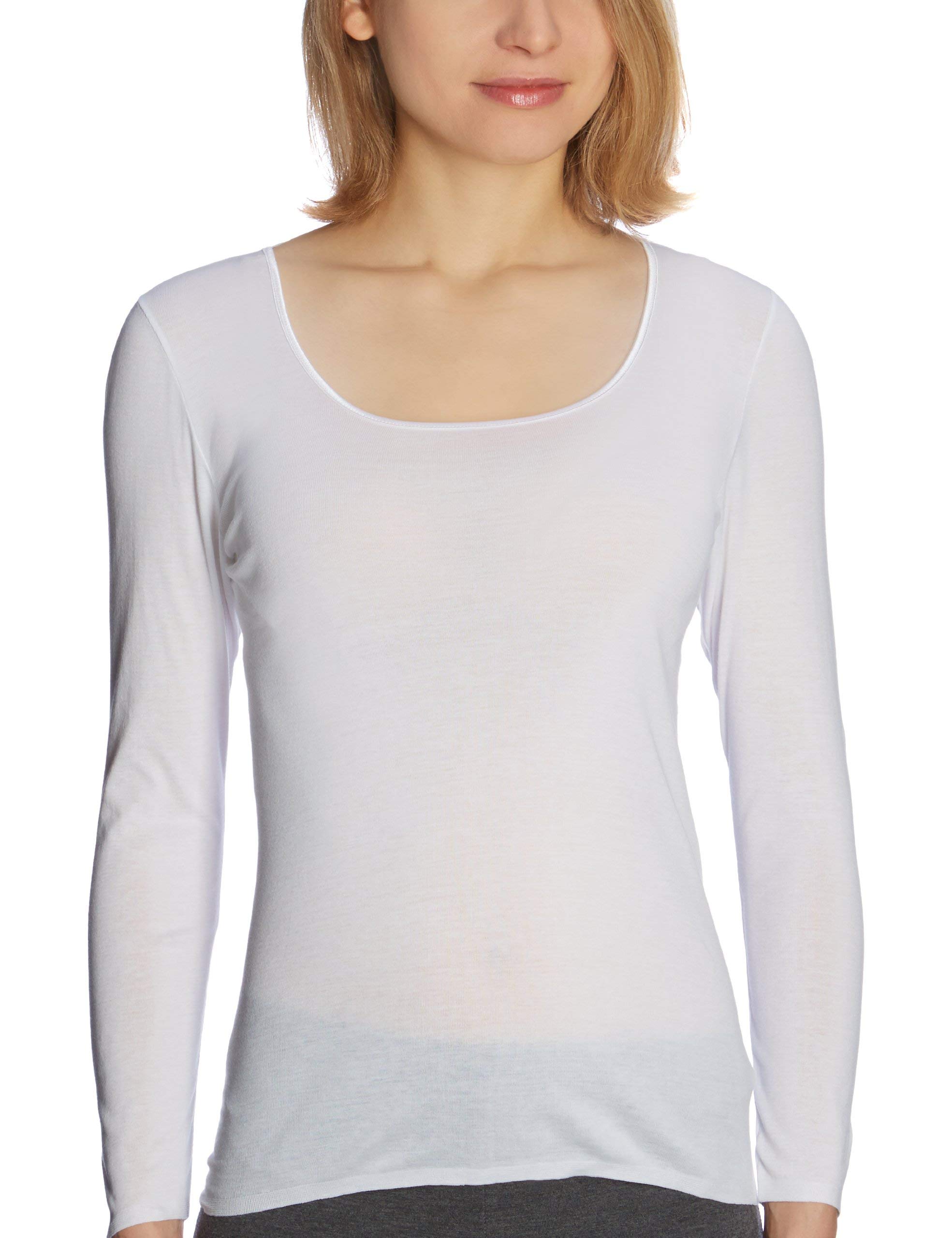 Schiesser Women's White - Weiß (100-Weiss) Spenzer Long-Sleeved Vest - Luxury Cotton