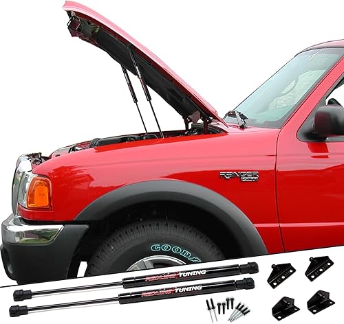 Redline Tuning 21-11020-02 Sistema de capó QuickLIFT Plus compatible con Ford Ranger 1993-2011 (todos los componentes negros)
