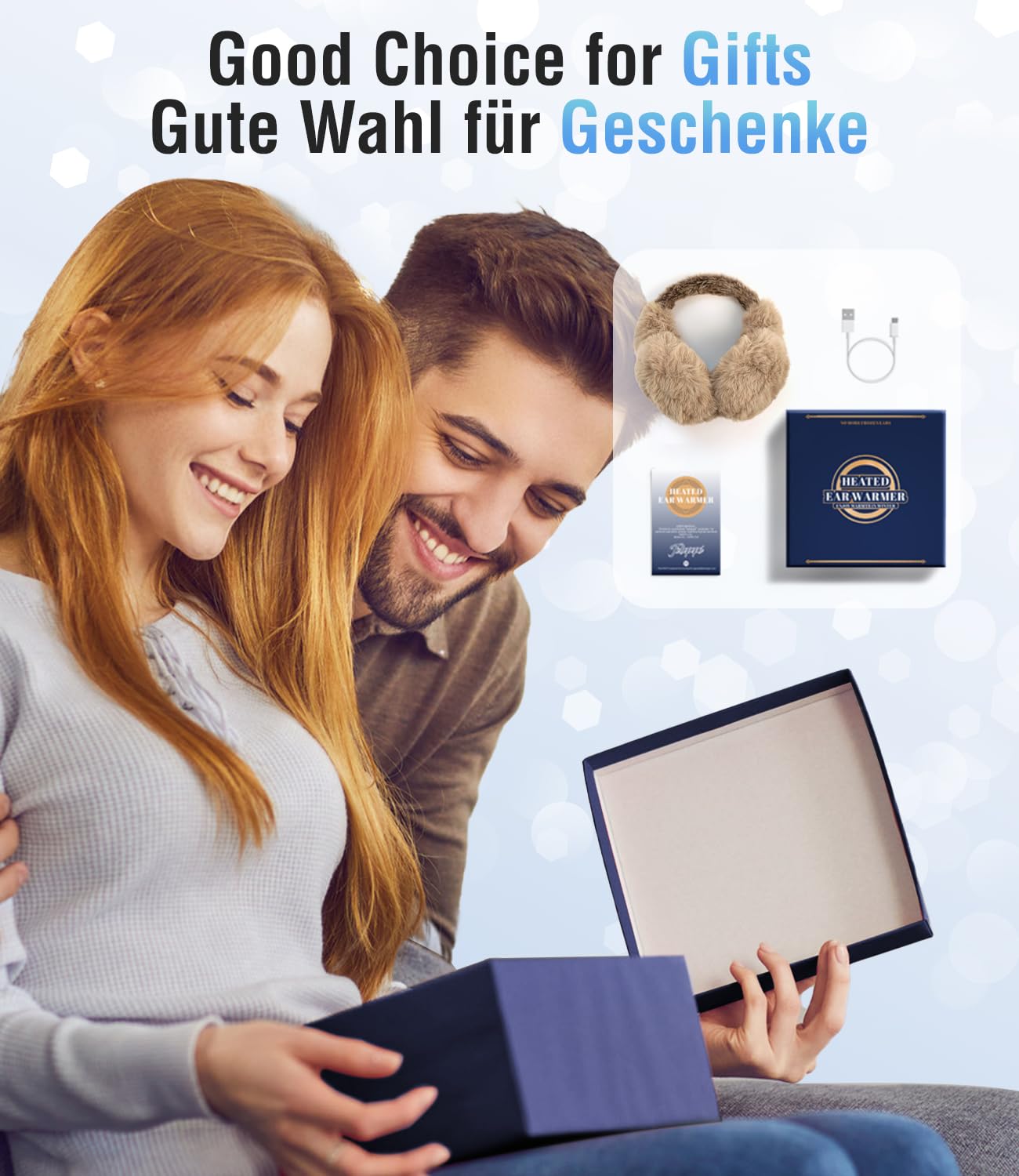 beheizter Ohrenschützer, Ohrenwärmer für den Winter, elektrischer Plüsch-Ohrenschützer für kaltes Wetter, 2000mAh wiederaufladbar, kabellos, Geschenke für die Familie