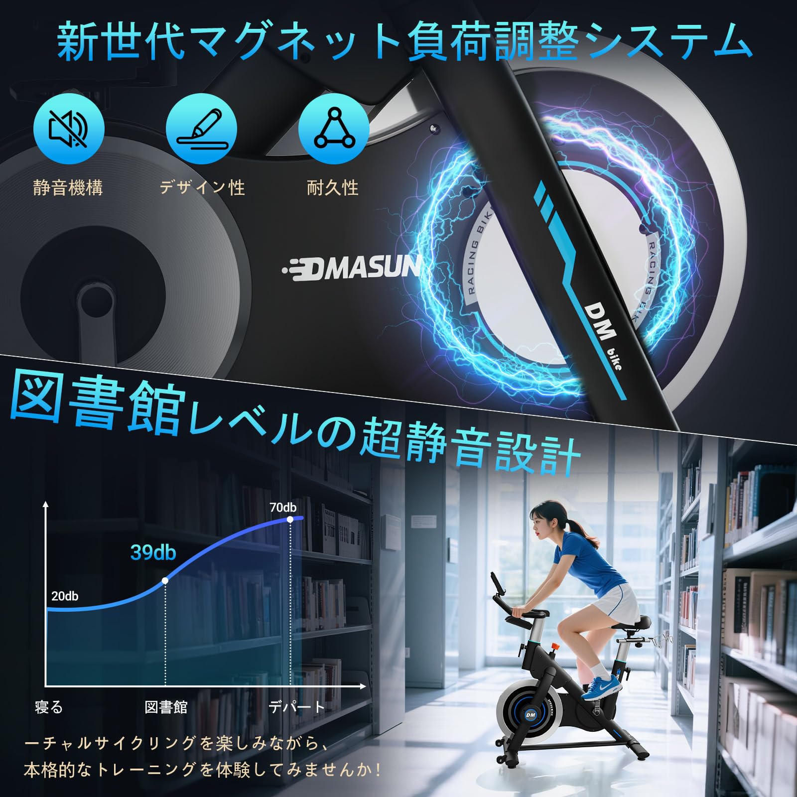 Amazon.co.jp: DMASUN 家庭用エアロバイク スピンバイク Bluetooth
