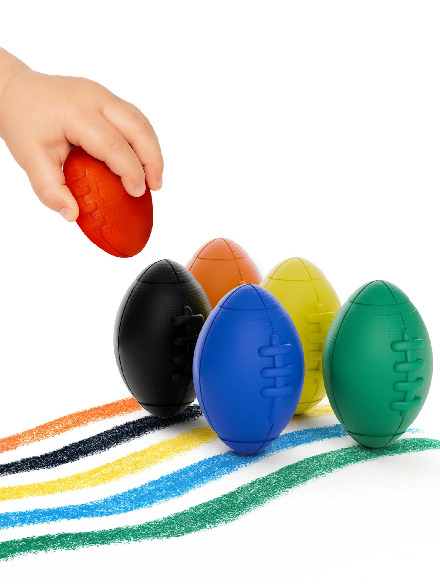 6 Colors Jumbo Crayons for Toddlers, Football Shaped Easy Grip Crayon for Kids, Non-Toxic, Unbreakable & Mess Free Art Supplies for Little Hands
