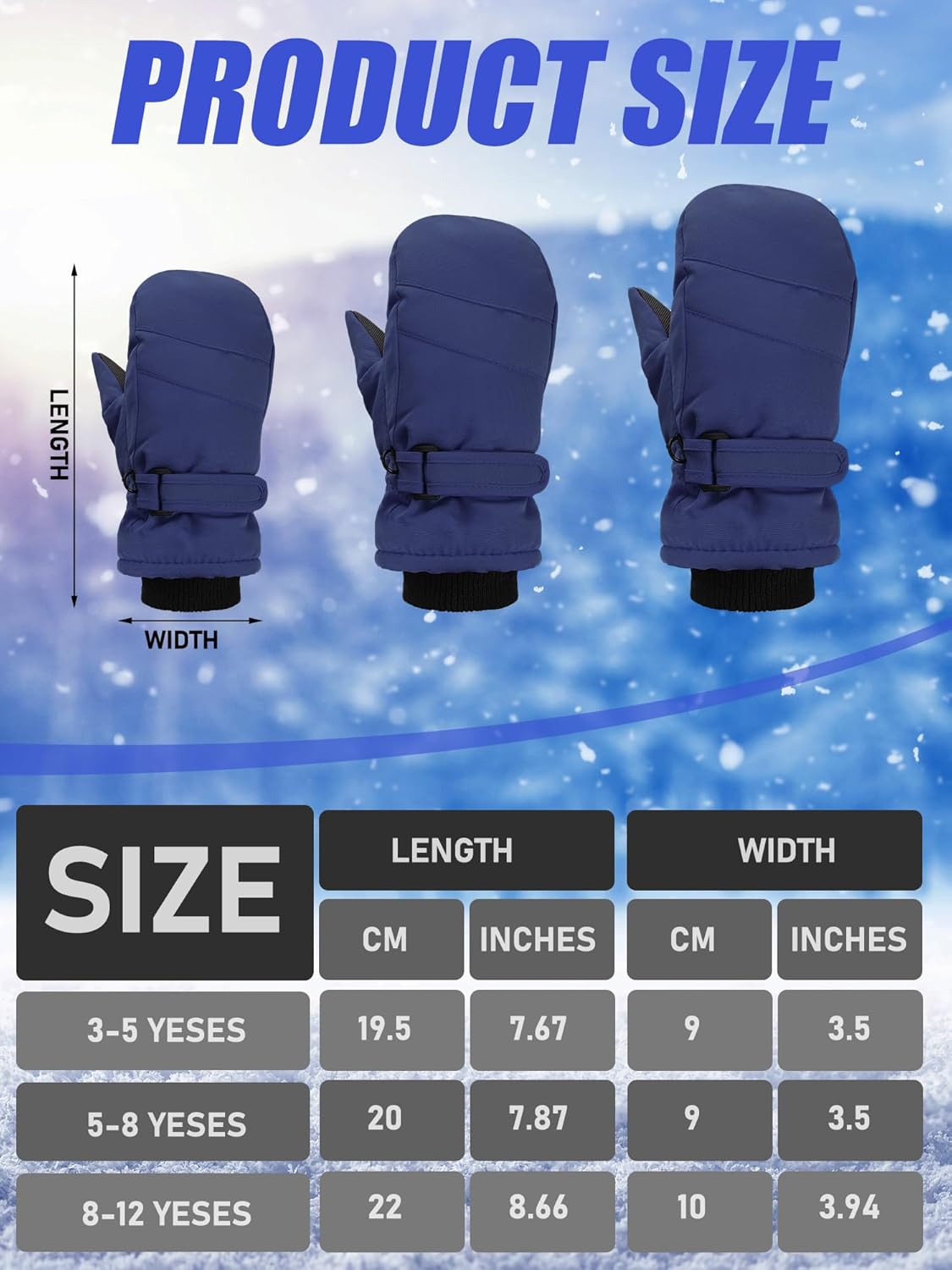 Newcotte 6 Pairs Winter Ski Mittens Kids Waterproof Warm Snow Gloves for Boys Girls Cold Weather Outdoor Activities - Image 3