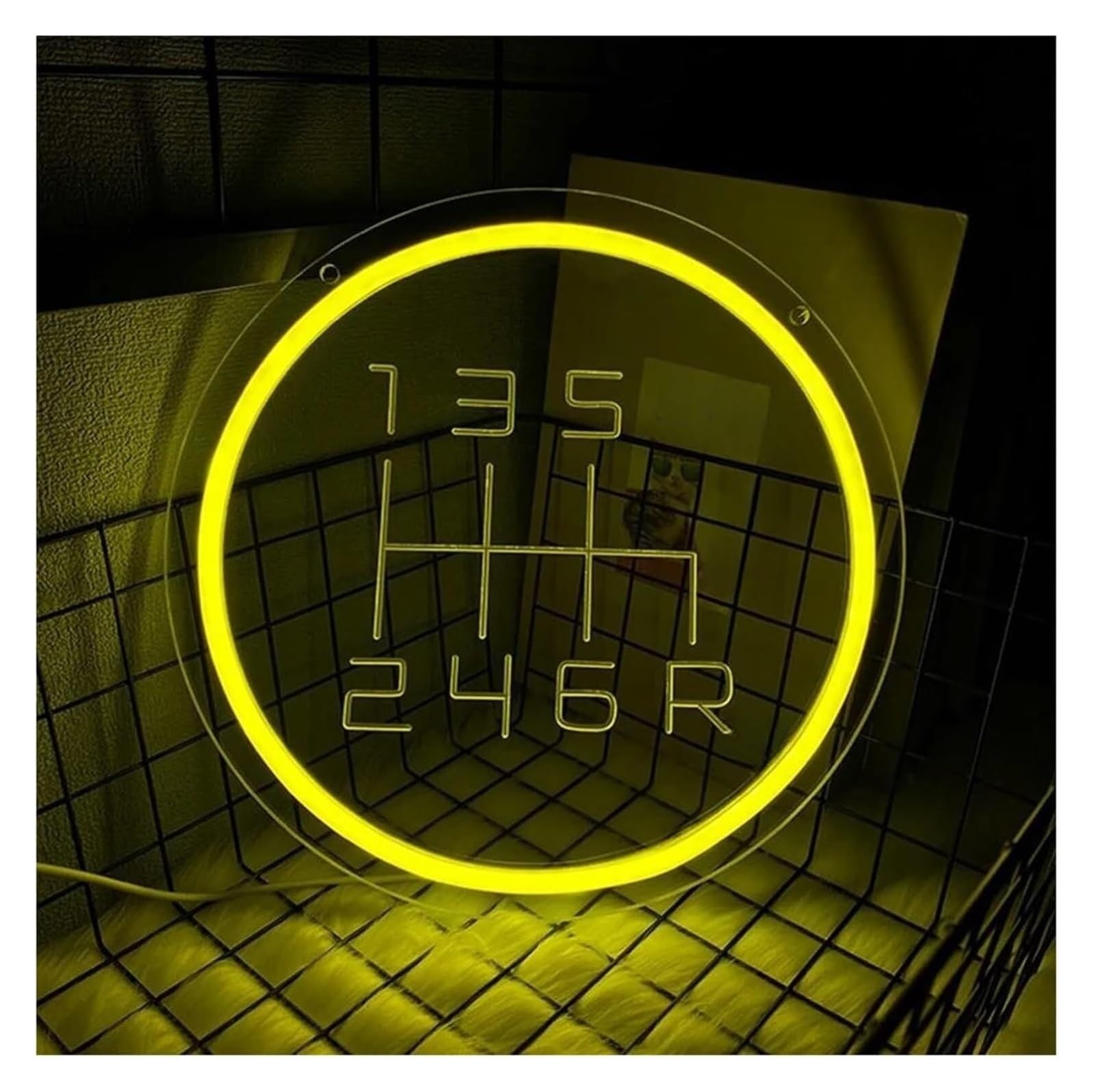Genérico Luces de neón Lámpara de señal posición marcha coche neón LED para garaje tienda velocidad decoración pared para cueva hombre 27cmx27cm