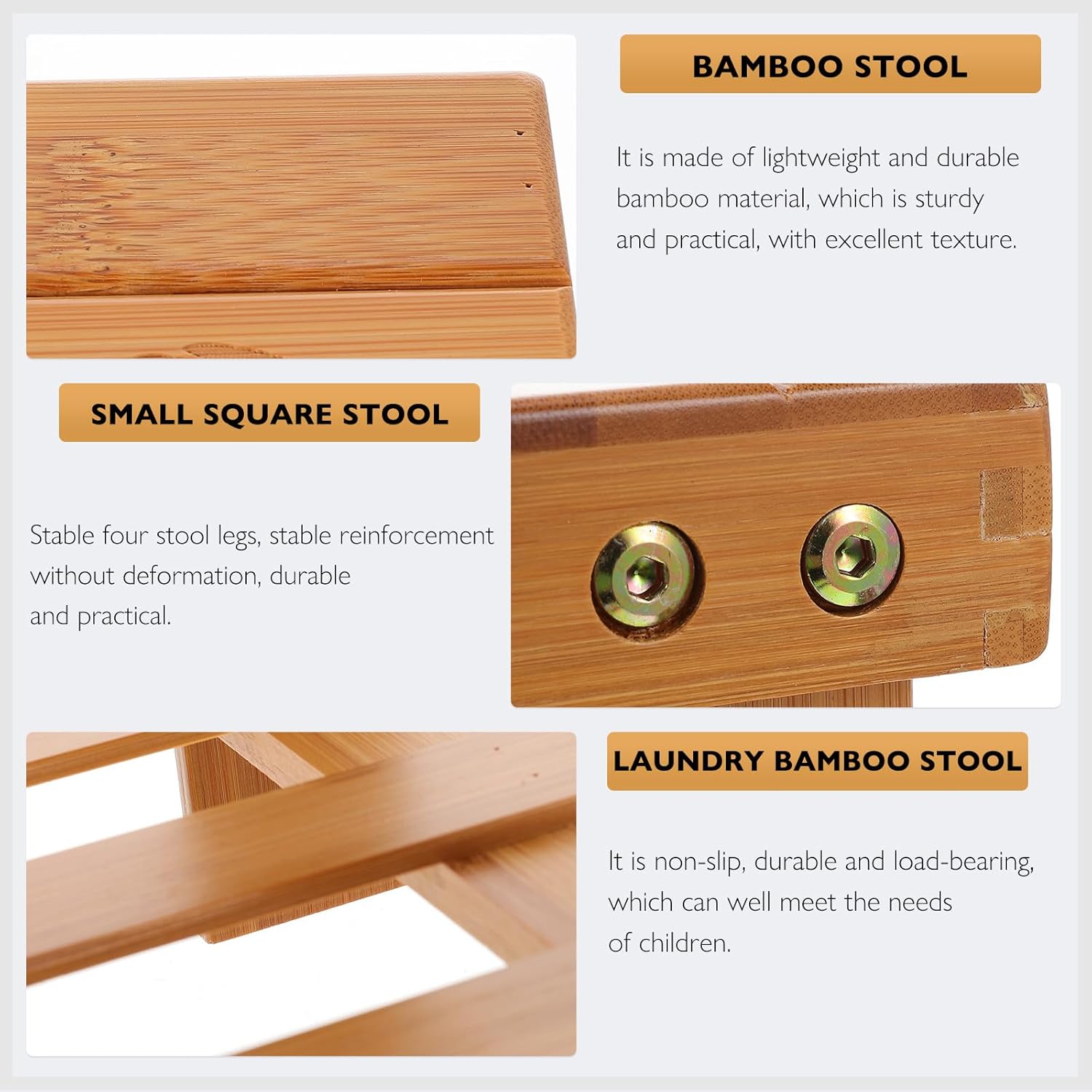 ARTIBETTER Small Square Stool, Mini Low Household Footrest, Brown Solid Wood Multipurpose Seat for Bathroom, Living Room, and ’ Room