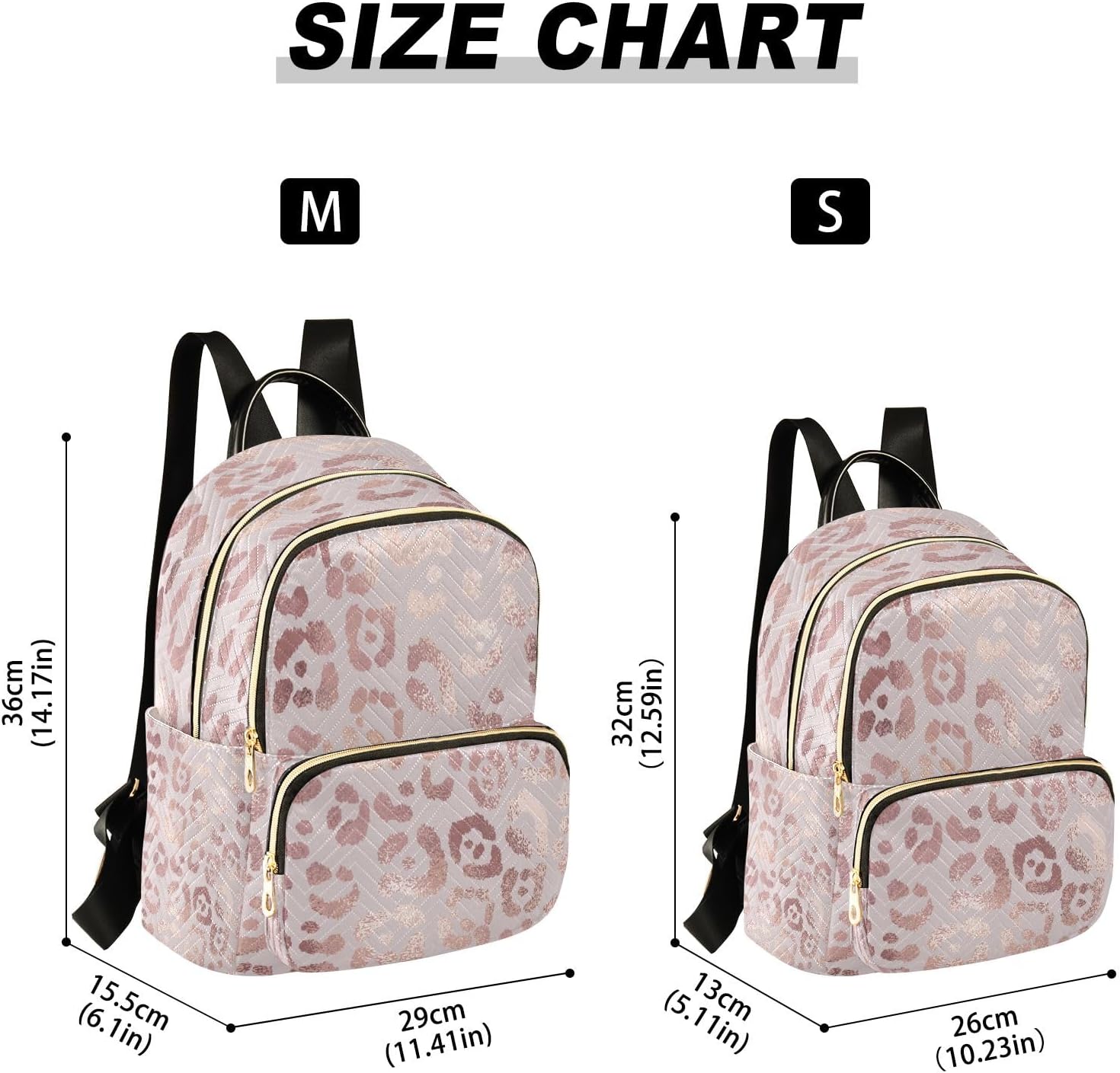 SUABO Leopard Print Cheetah Rose Gold Fashion Backpack Purse Ladies Fashion Rucksack Travel Shoulder Bag Casual Daily Backpack - Image 3