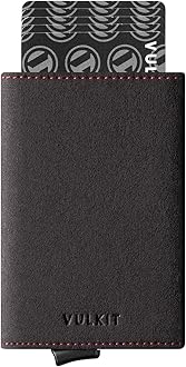 Pop up Wallet RFID Blocking Leather Credit Card Wallet with Banknote Compartment, ID Window & Coin Pocket