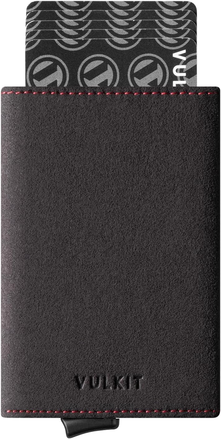 VULKIT Pop up Wallet Minimalist Cash Wallets RFID Blocking Leather Smart Credit Card Holder with Magnetic Closure for Men