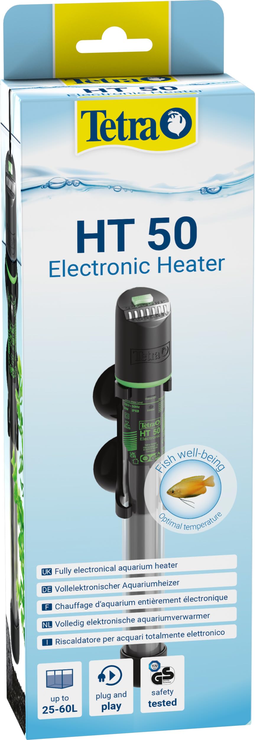 Tetra HT 50 - Potente Calentador de Acuario para acuarios de 25-60 L para Cubrir Diferentes Niveles de Potencia con el Mando de Ajuste de Temperatura