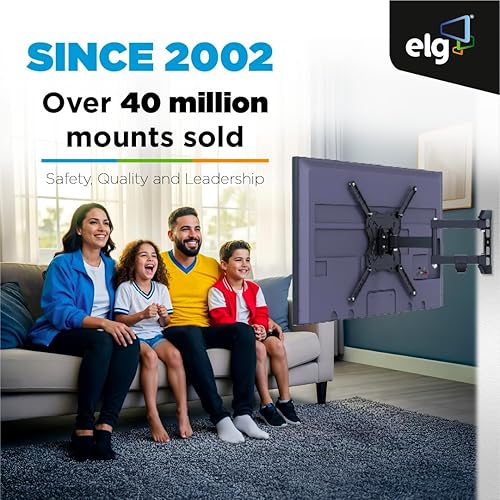 Miniatura 7 de ELG Soporte de pared para TV de movimiento completo para televisores de 26 a 60 pulgadas, soporte articulado de un solo perno, extensión de 10.0