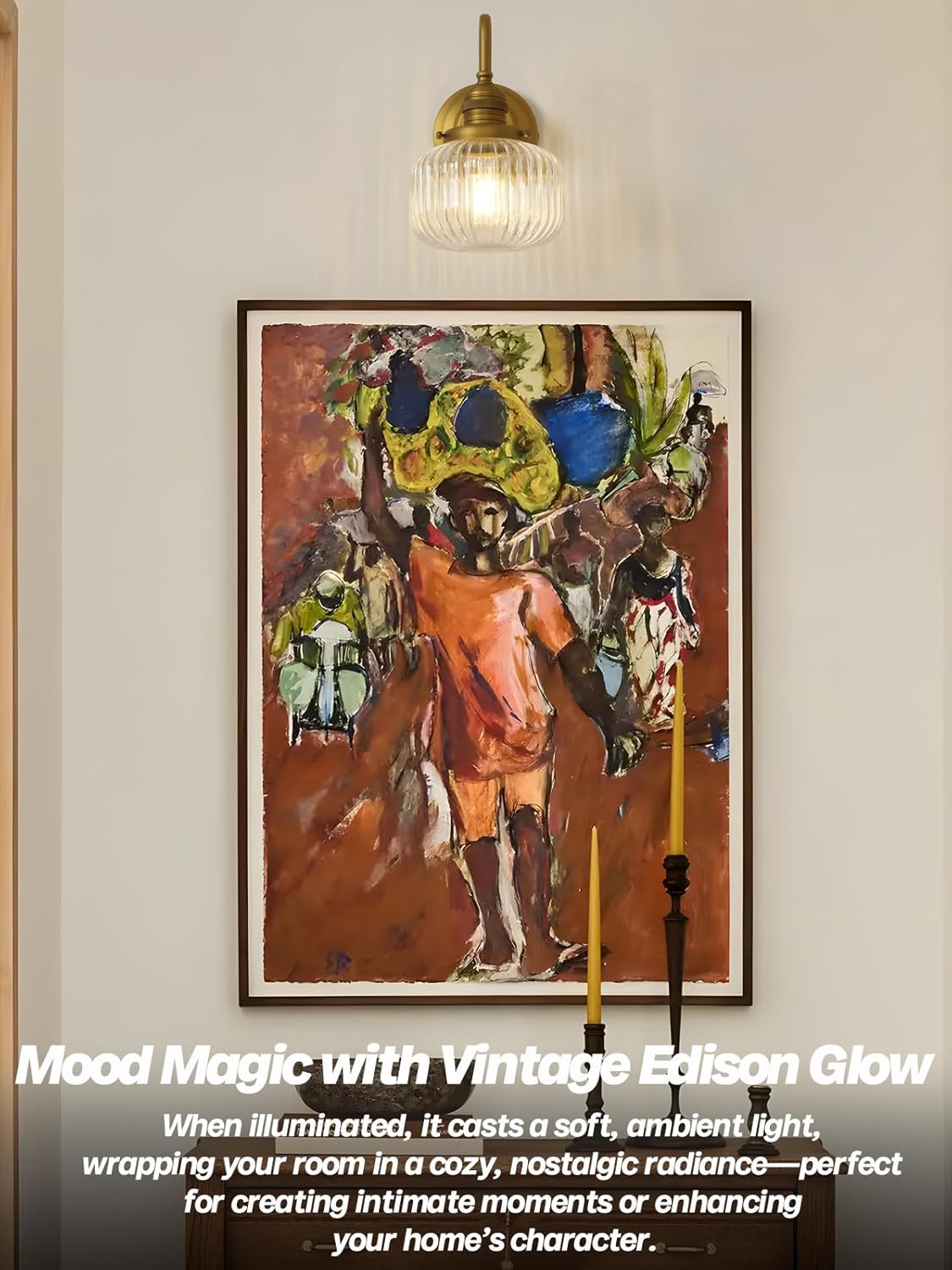 Gold Wall Sconces,Vintage Bathroom Vanity Light with Hand-Blowing Clear Glass Minimalist Hardwire Brass Wall Mounted Lamp for Bathroom Mirror Living Room Bedroom Kitchen E26 Indoor