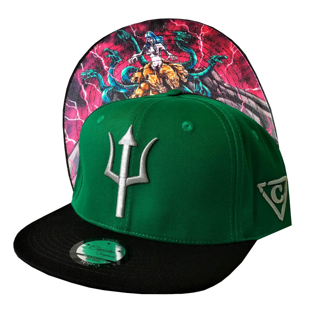 Capiche Men's [Ancient Greek] Scylla [99+ Variations] Green Snapback Hat For Scylla, Baseball Cap In And Black, Greek Mythology, Greece Basecap