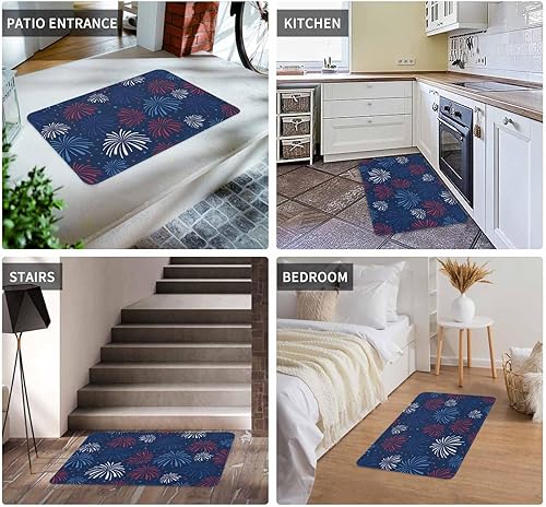 Vista 38 de Tapete de Feliz Navidad, tapete antideslizante para puerta delantera, baño, cocina, dormitorio, patio, entrada, 16 x 24 pulgadas, rojo, negro y verde