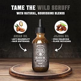 Viking Revolution Unscented Beard Oil for Men - Natural Mens Beard Oil with Argan Oil and Jojoba Oil - Beard Softener, Strengthens and Moisturizes - Beard Conditioner for Men (Unscented, 1 Pack)