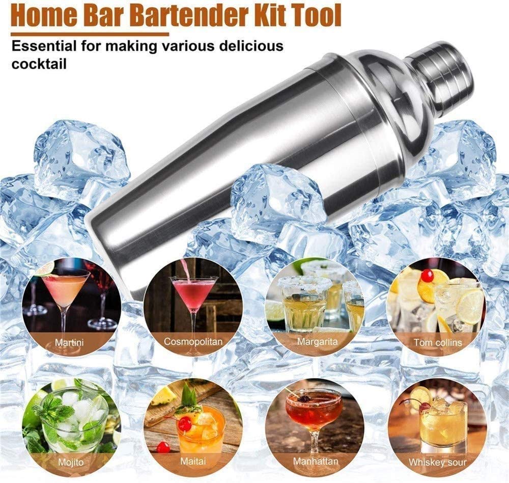 Steker Set Bartender Kit con soporte |Kit de barras Bebida mezclador Set para mezcla de bebidas - Herramientas de barras: Coctelera de Martini, Jigger, colador, Cuchara del mezclador, Muddler, L