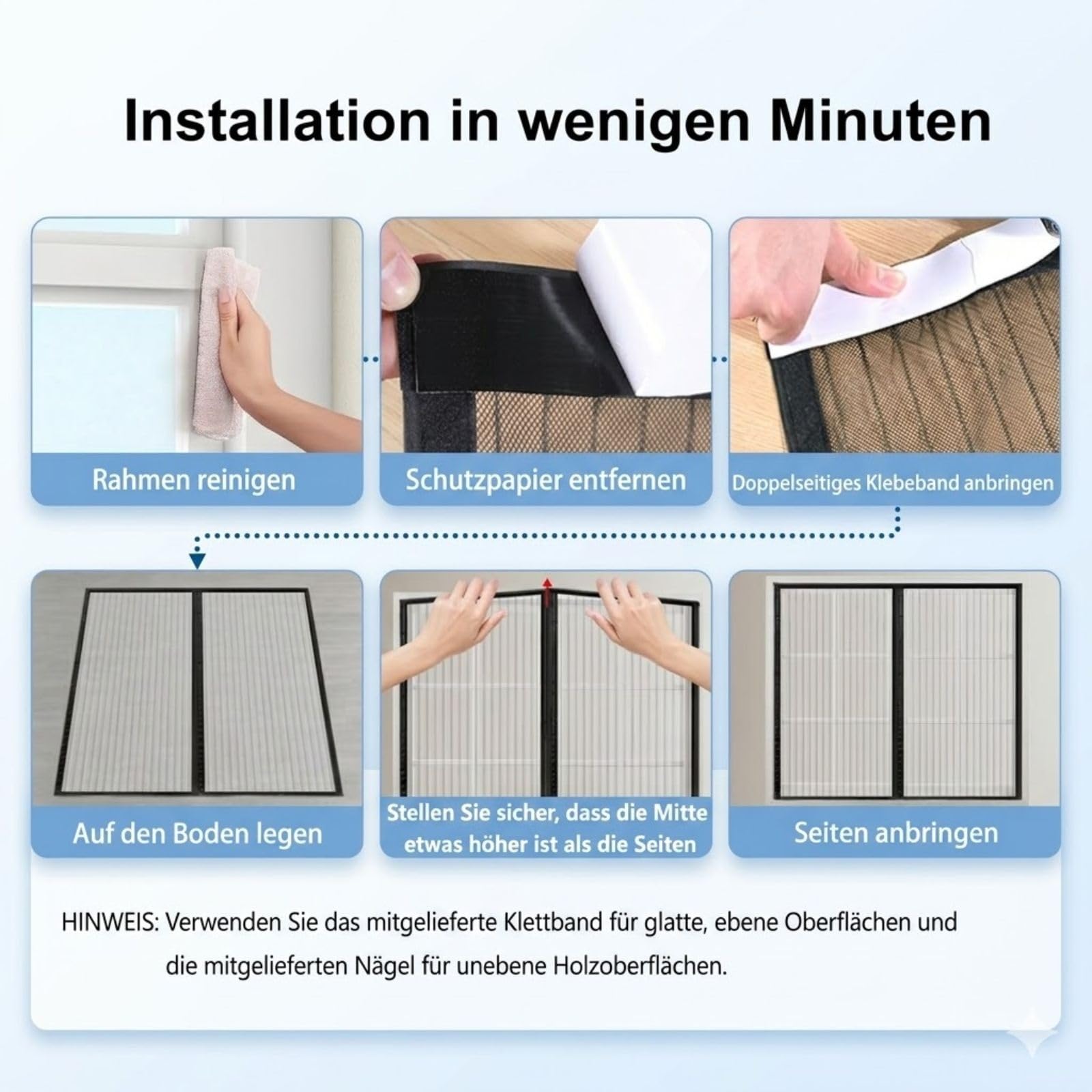 Insektenschutzgitter Fenster Magnetisch, Fliegengitters Mit Magnetverschluss Und Klettband Selbstklebend, Feinmaschiges Fliegennetz Ohne Bohren Für Haus Und Büro, Schwarz
