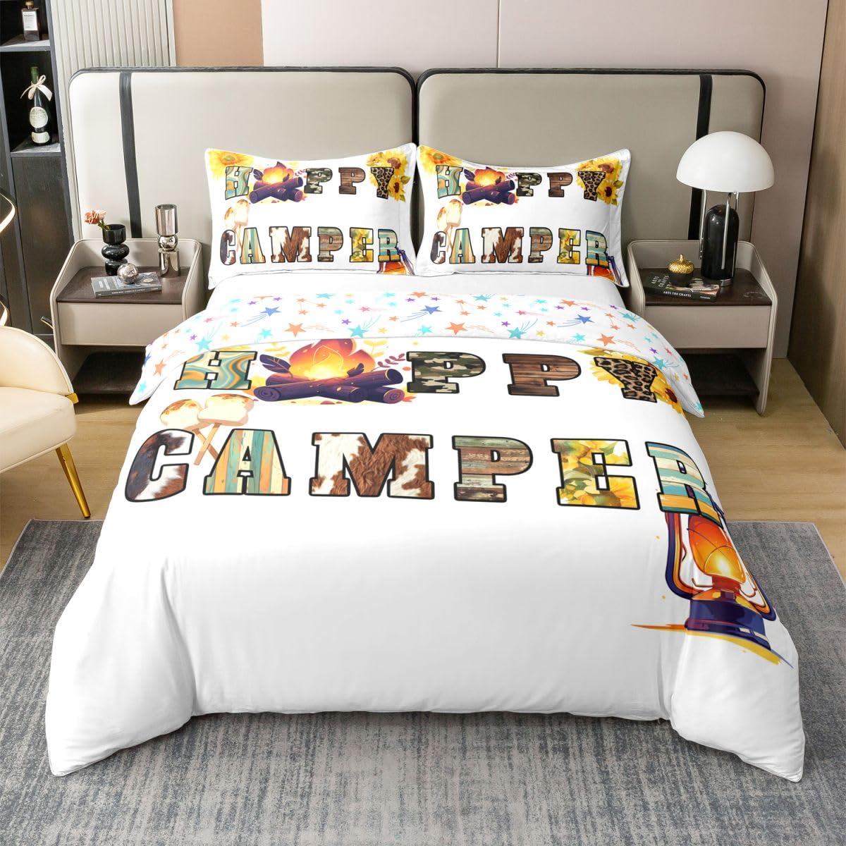 Parure de lit camouflage 240x260 en coton Homewish avec housse de couette imprimé animal