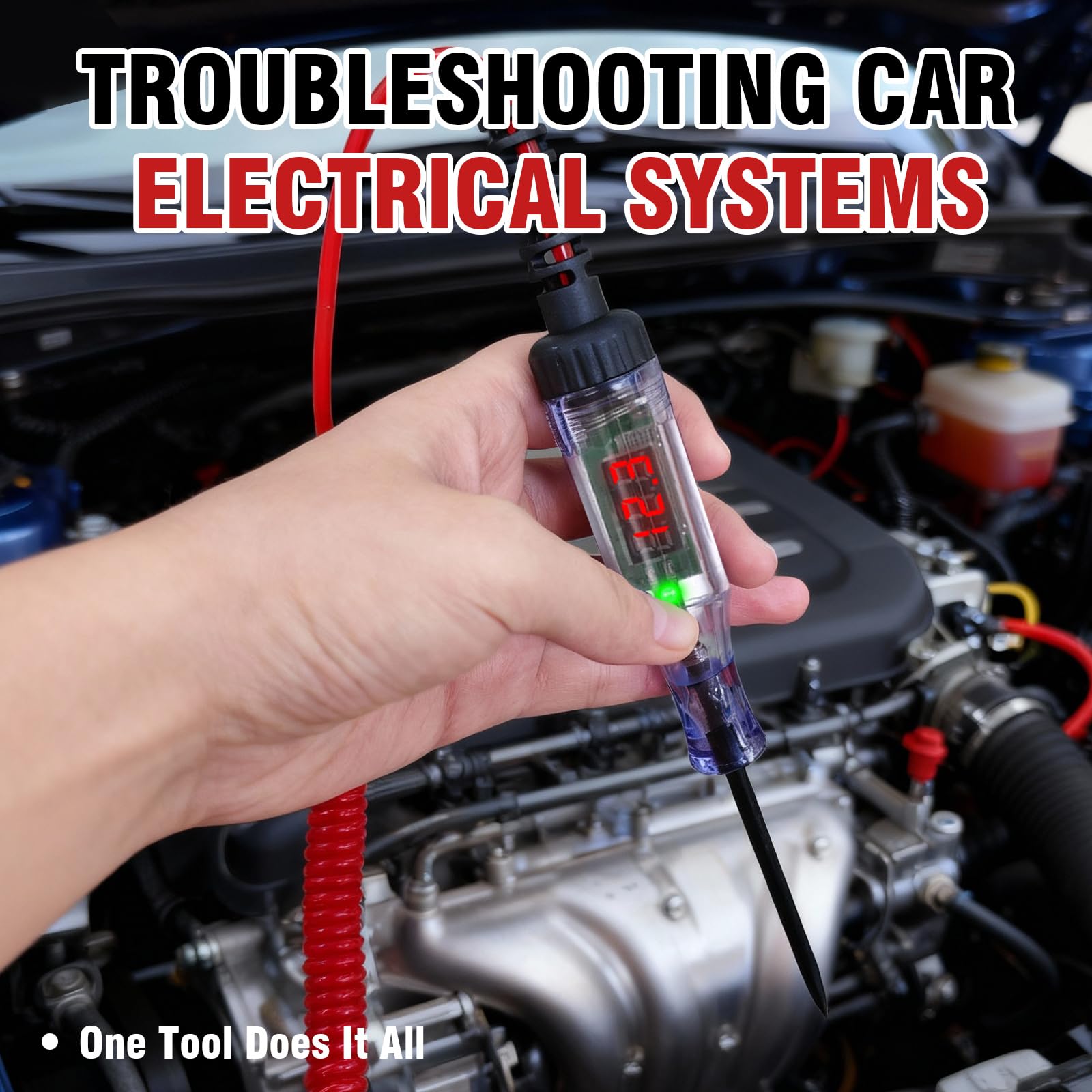 Probador De Voltaje De Circuito Automotriz 3-120v Comprobador De Fusibles Coche Clip De Cocodrilo Y Cable De Resorte Indicador Digital Lampara De Pruebas Para Coche