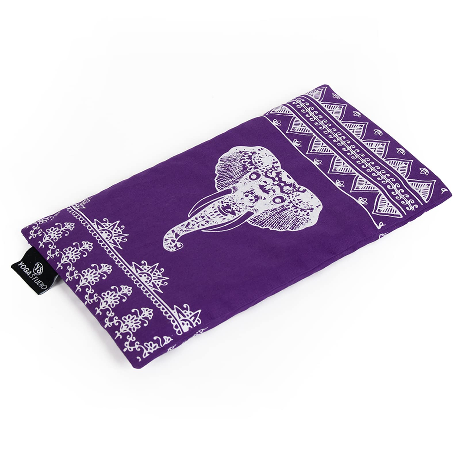 Yoga Studio Eye Pillow | 100% Organic Cotton Cover | Organic Lavender & Linseed Yoga Pillow | Stress Relief Weighted Eye Mask, Relaxation, Aromatherapy, Tired Eyes (Purple Aztec Elephant)