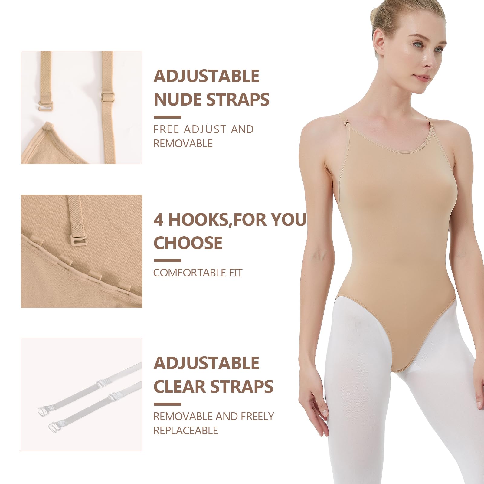 Donna Body a Canotta Body da Danza Camisole Classica Ginnastica Leotards Balletto Body Costumi con Spalline Regolabili