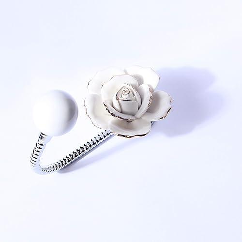 Miniatura 4 de Hermoso gancho de pared de cerámica con flores 3D, gancho decorativo cromado, bufanda, bolsa, toalla, sombrero, etc. para cocina, baño, oficina