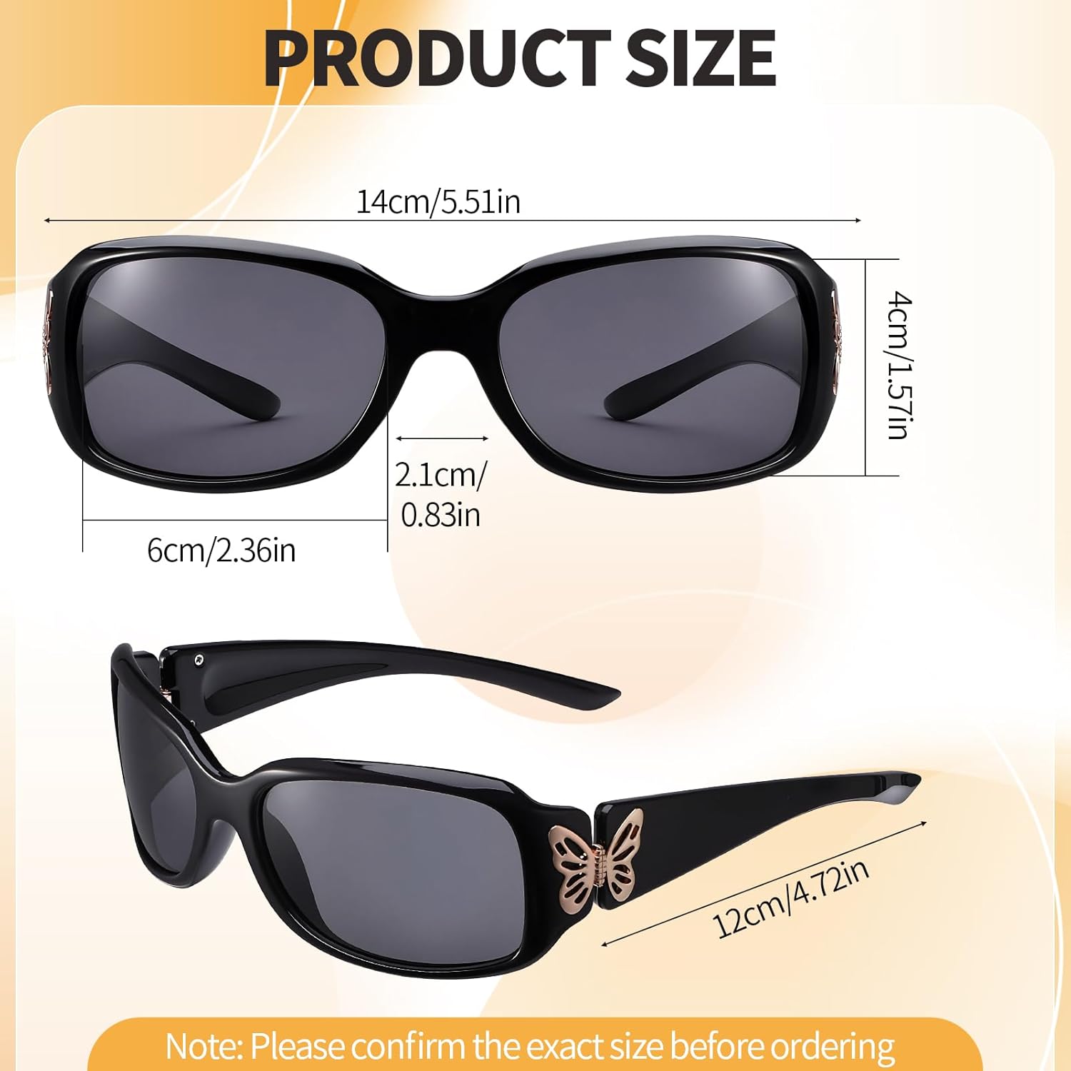 2 Pack Polarized Sunglasses for Women Wraparound Butterfly Design Oversized Frame UV400 Protection - Image 2