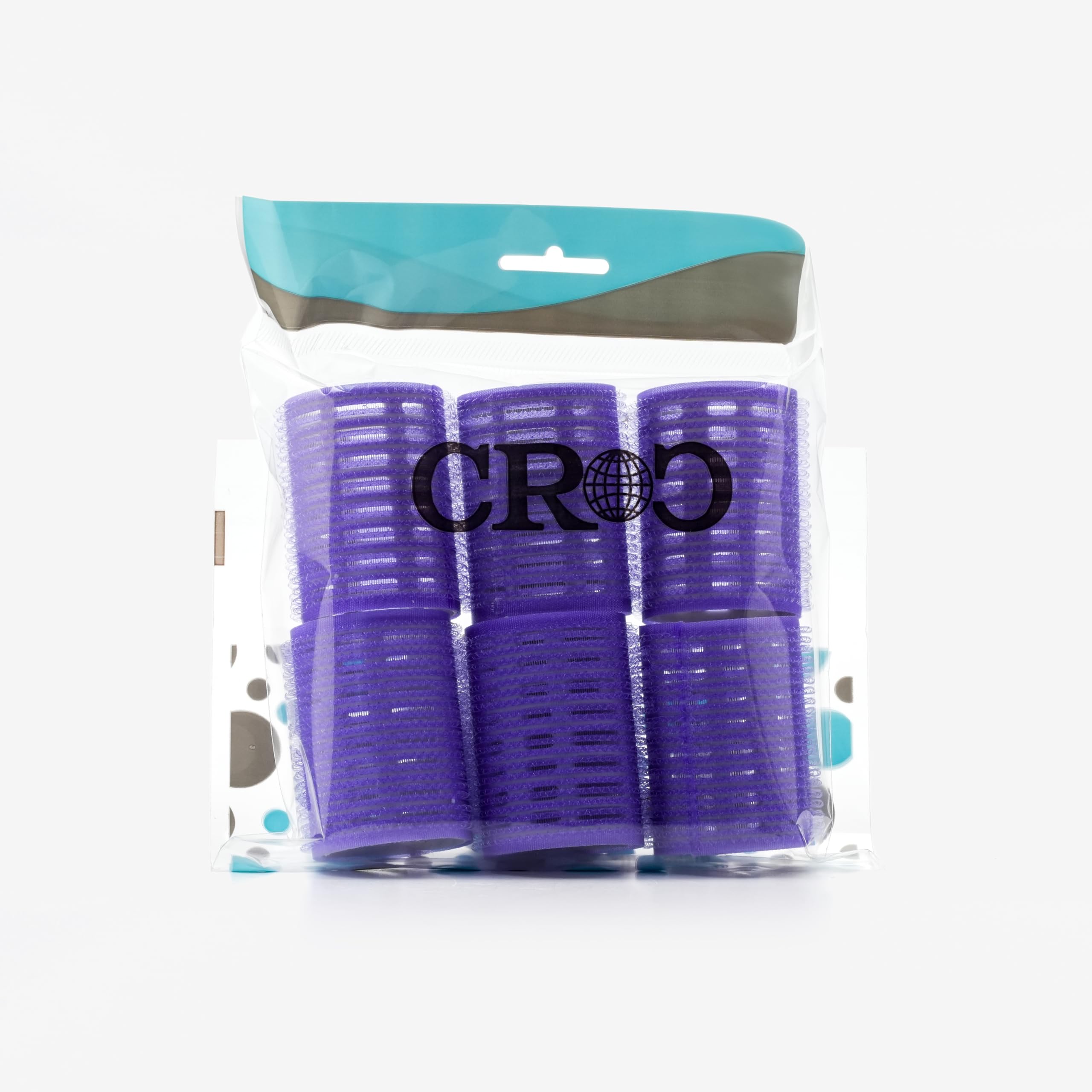 Croc 1215 Büyük Boy Bigudi 6Lı (Cırtlı - Yapışkanlı Bigudi) Mor Çap: 4.5Cm