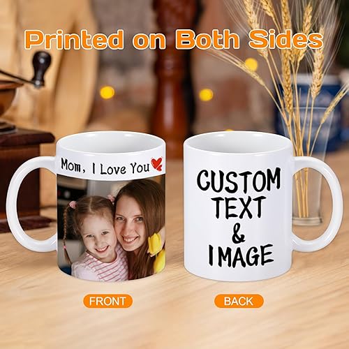 Miniatura 4 de Tazas de café personalizadas, taza de 11 onzas para mamá con nombre de imagen, tazas de café personalizadas para mamá de hija e hijo, taza de foto