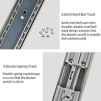 Vista 3 de MENGSHI Diapositivas de cajón de cierre suave de 22 pulgadas, resistentes con rodamientos de bolas de extensión completa de 3 pliegues