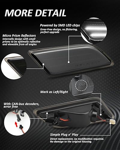 Miniatura 10 de Bestview Luces LED de posición laterales compatibles con Mercedes Benz W204 LCI C250 C300 C350 C-Class 2012-2014, lado del conductor y del pasajero,