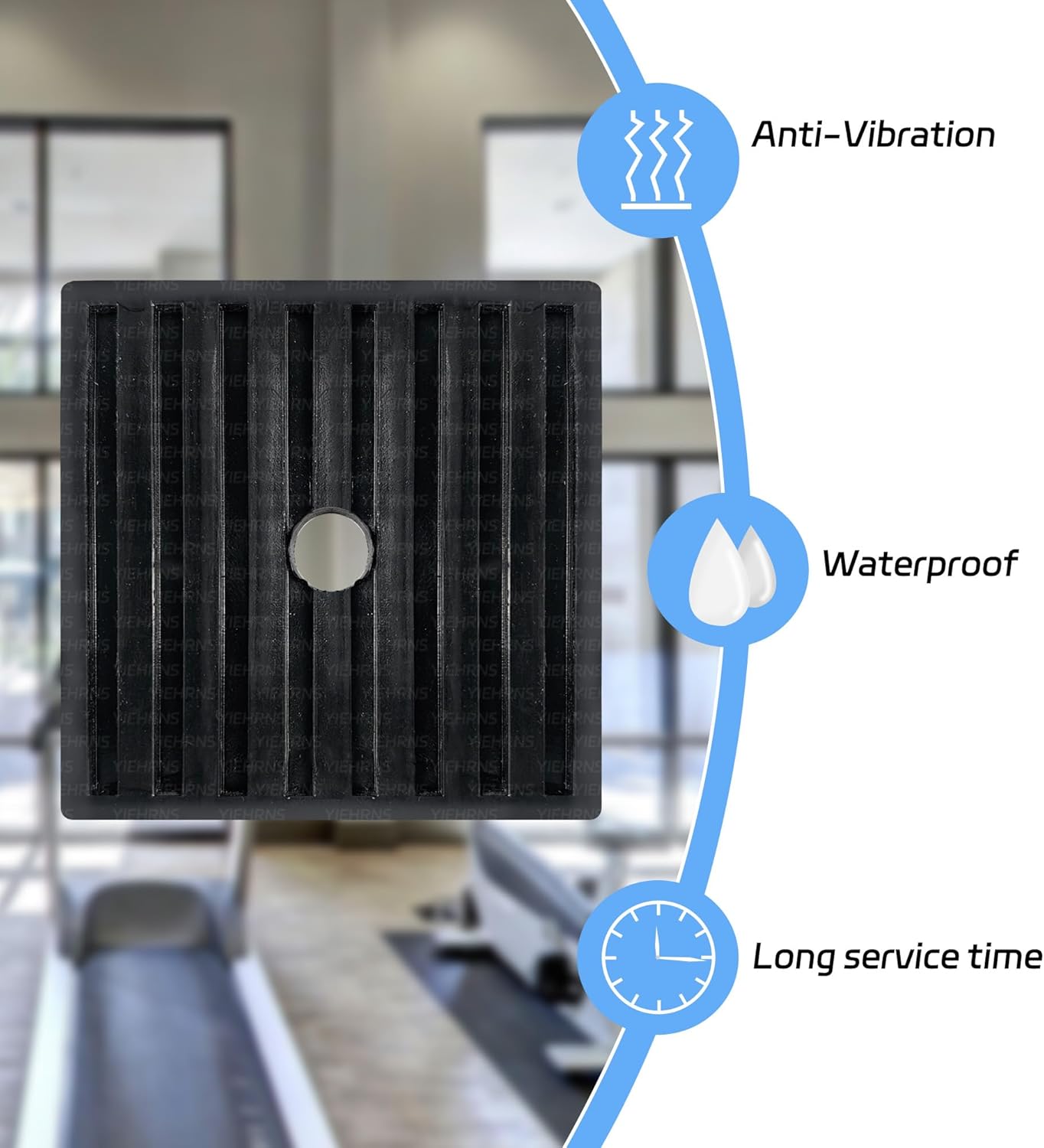 Shock Pad Anti Vibration Pads for Air Compressor or Equipment Solid Rubber, Heavy Duty EVA Mechanical, HVAC, Air Conditioner, Washer and Dryer, Treadmills Anti-Vibration Isolation Pad 4 X 4 X 7/9