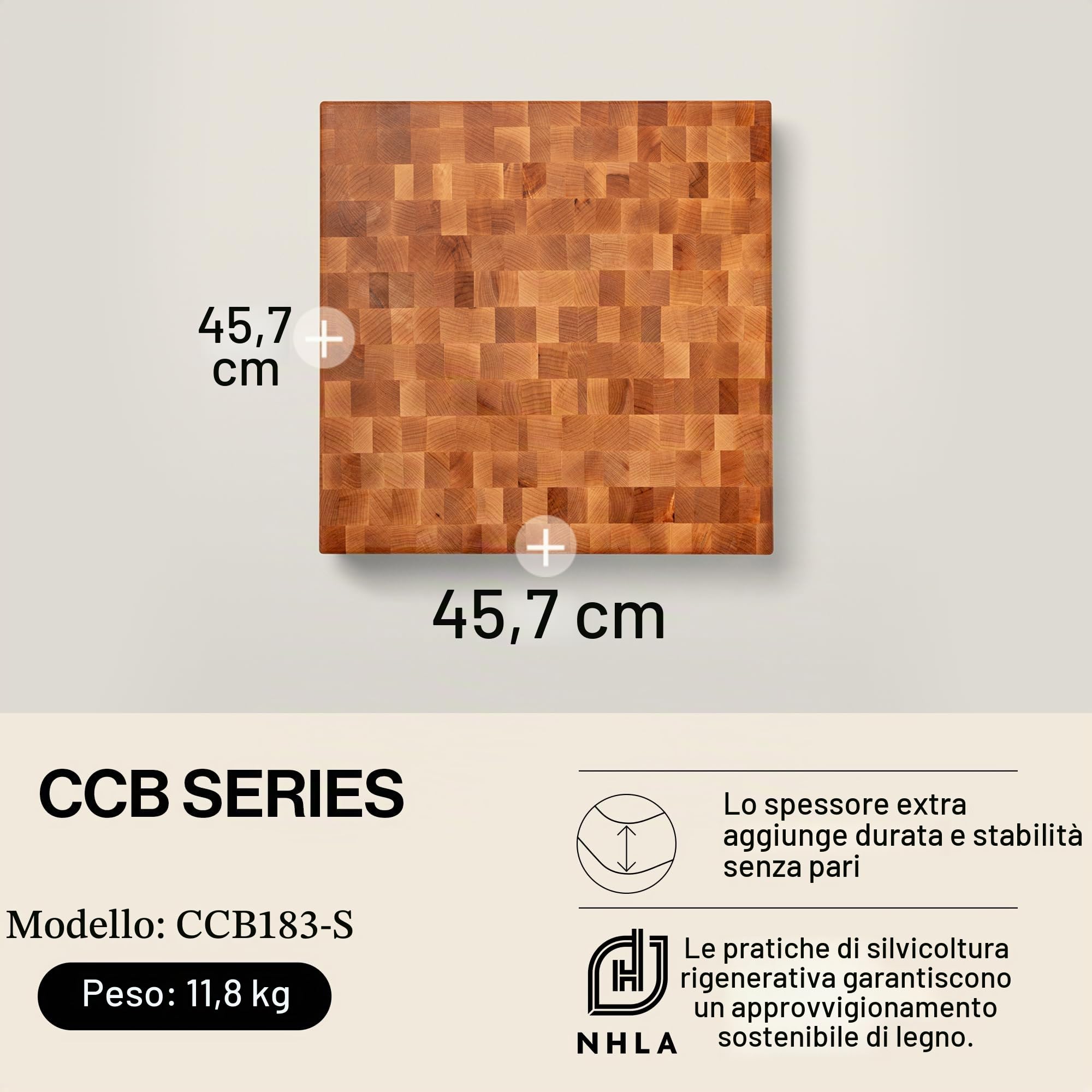 Boos Block Blocco Da Macellaio - Tagliere Antibatterico - 46 x 46 x 7,5 cm | Tagliere In Legno Di Acero Duro Nordamericano - Tagliere Da Cucina Professionale - Tagliere xxl - Extra Spesso