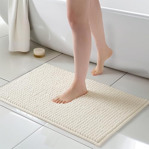 Miniatura 35 de FRESHMINT Alfombra de baño de felpilla Chunky Ombre 17"x24", pequeñas alfombras de baño suaves y absorbentes al agua para el piso del baño, gruesas