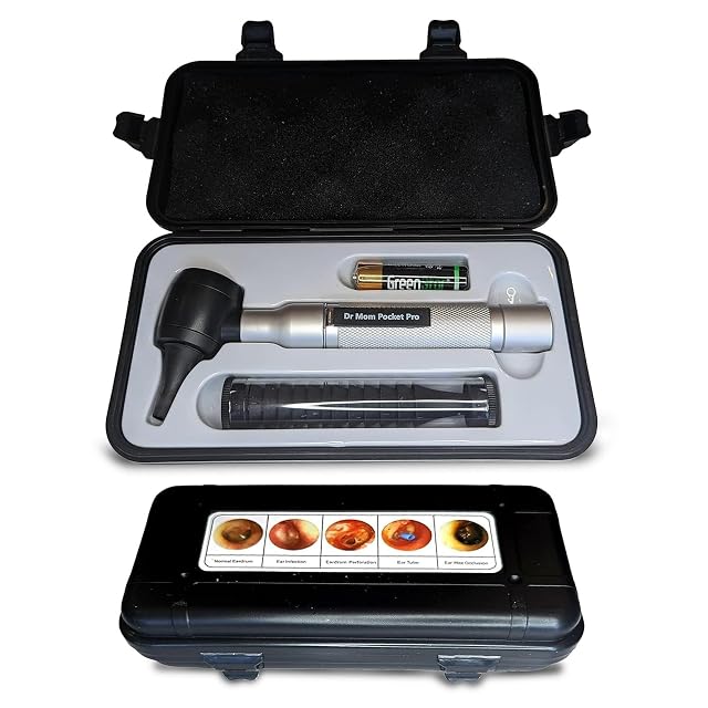 4th Generation Doctor Mom LED Pocket Pro Otoscope with Both Adult and Pediatric Disposable Specula Tips Battery and