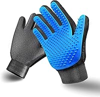 STARROAD-TIM Pet Grooming Gloves - Gentle Deshedding Massage Mitts for Dogs Cats Horses, Left & Right Hand Pair (Blue)
