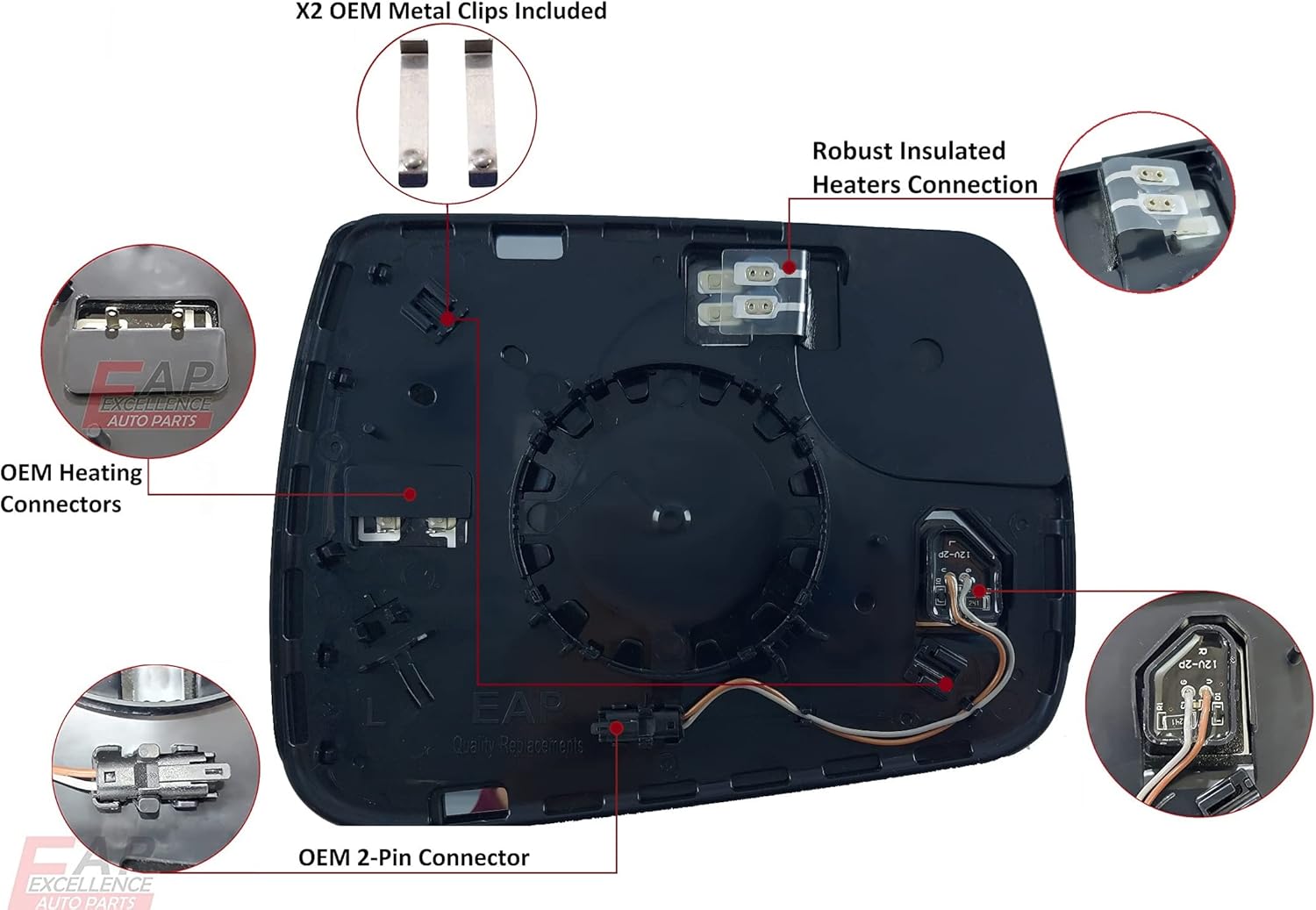 EAP Driver Side Mirror Glass Compatible with Dodge RAM 1500 2019-2025, Heated with Blind Spot Without Auto Dimming 68402095AA, 68484355AA
