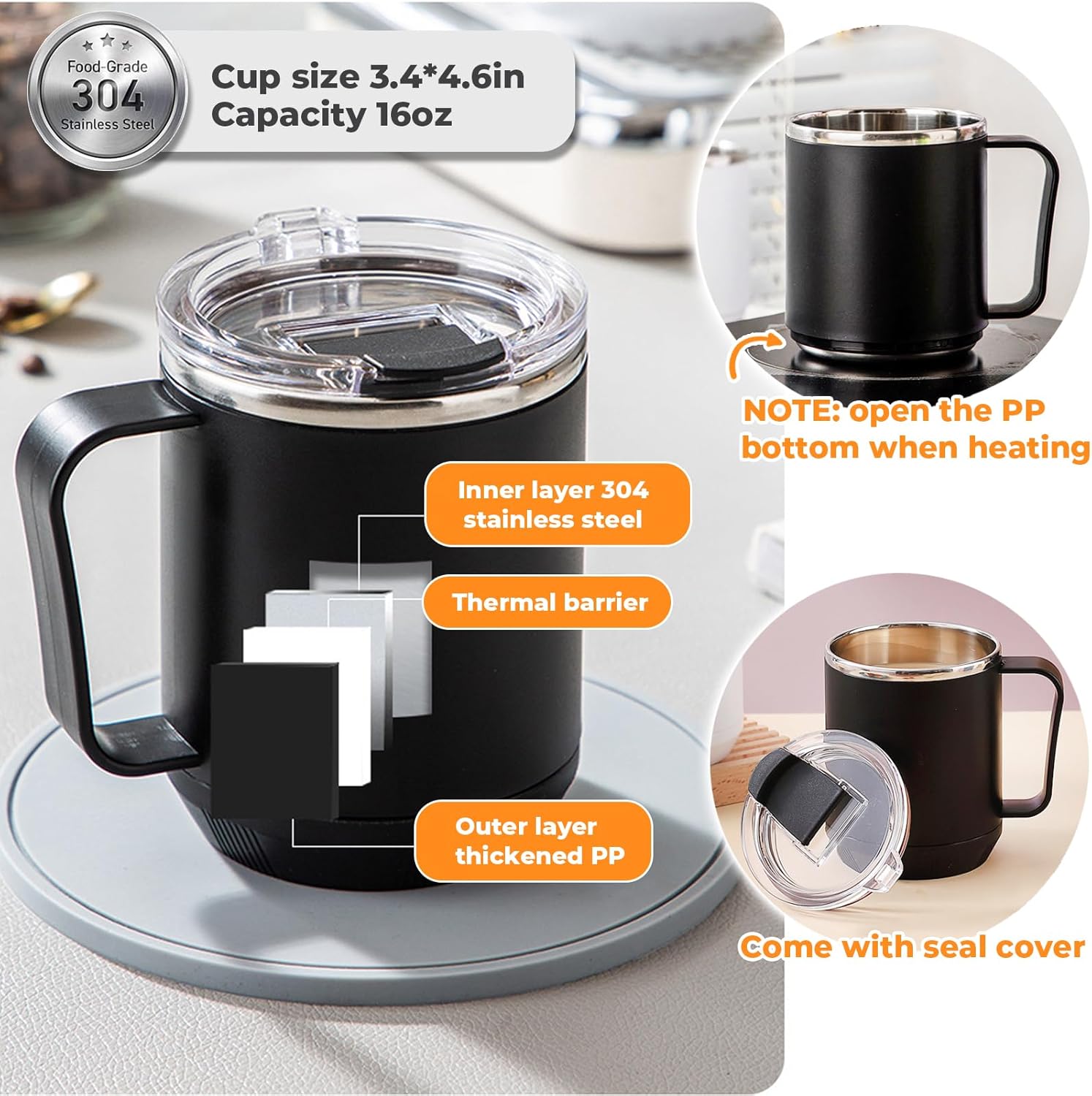 Coffee Mug Warmer & Mug Set for Desk, 9 Temp Electric Coffee Cup Warmer with Auto Shut Off, 1-12H Timer Smart Beverage Warmer, Candle Warmer Plate Melter, Heated Coffee Mug for Desk, Charging Coaster