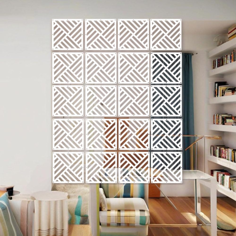 Juego de 12 divisores de habitación para colgar, paneles divisores de habitación blancos con todos los accesorios, 29 x 29 cm (tipo B)