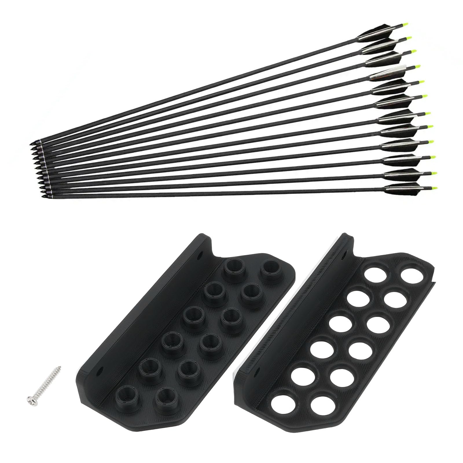 Supporti per Frecce da Parete per 12 Frecce Neri 11x4,2x2 Cm per Fibra di Vetro Alluminio Legno