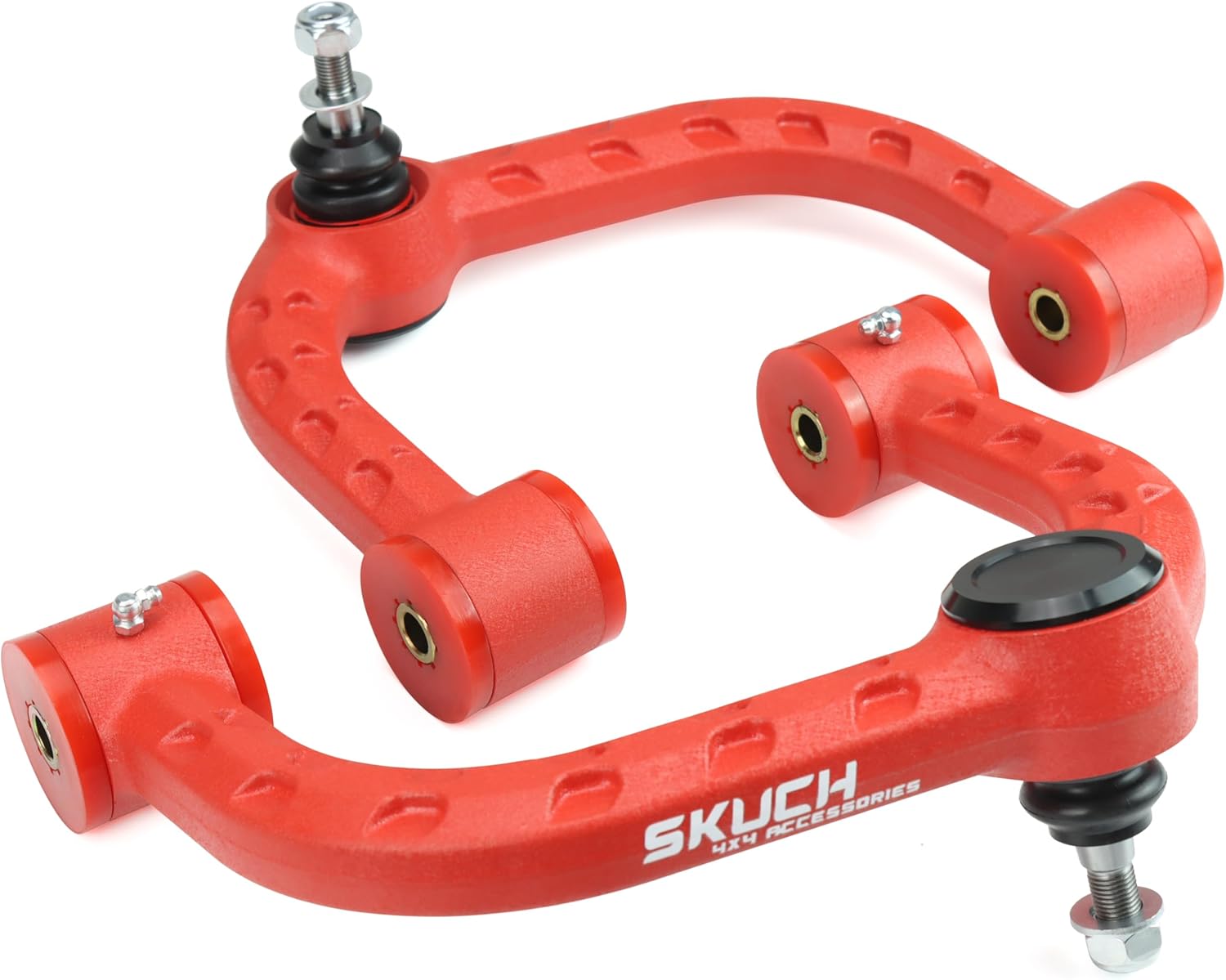 2-4'' Lift Aluminum Upper Control Arms for 2014-2018 Chevy Silverado GMC Sierra 1500, 2015-2018 Chevy Tahoe, Suburban 1500, GMC Yukon, Yukon XL, Greasable Ball Joints - Wrinkle Red